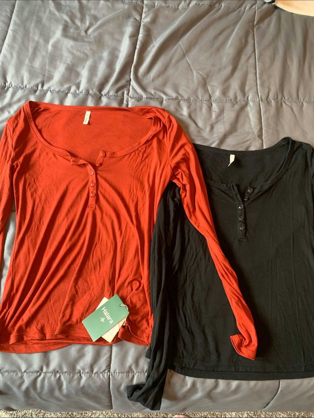 HALARA Long Sleeve Tops (2 pack) Burnt Orange (NWT) & Black - M